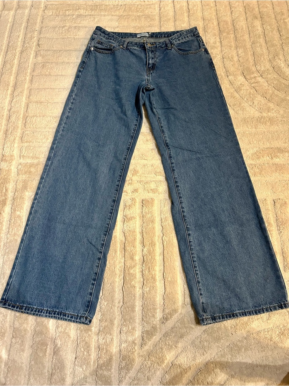 Low Rise Wide Leg Dark Blue Women's Jeans
